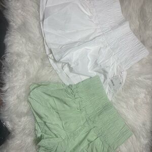 Women's White and Green Shorts